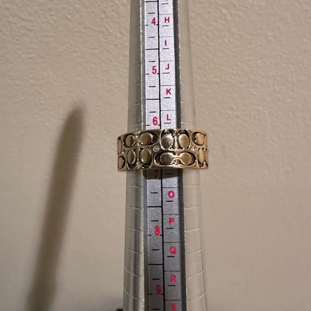 Coach Signature C Gold-Tone Pattern Ring size 6.5 - Picture 6 of 7